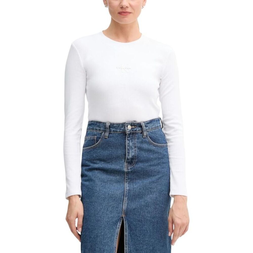 Calvin Klein Jeans White Cotton Long Sleeve Women's T-Shirt